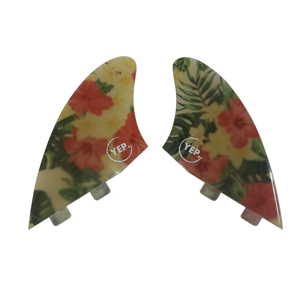 UPSURF FCS Keel Fins Fiberglass Twin Fins High Performance Surfboard Fiins Flower Polied Twin Tab Surf For Fish,Shortboard
