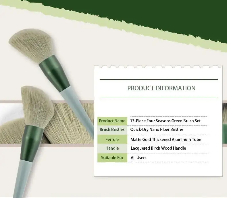 Description Picture 3 of item13-Pc Professional Makeup Brush Kit – Soft Synthetic Hair for Face & Eyes Travel Makeup Brush Set for Foundation