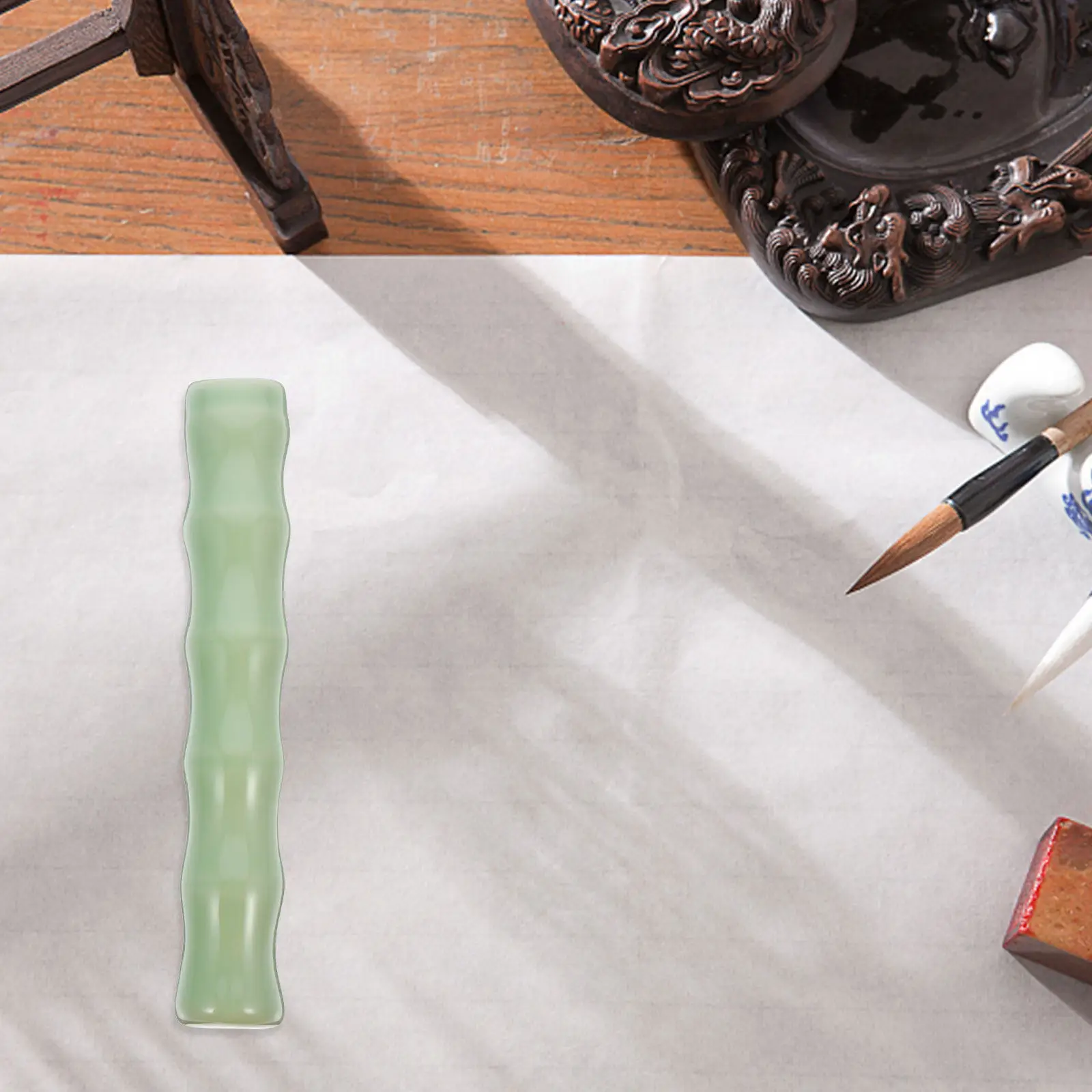 세라믹 대나무 관절 모양의 종이 무게추 중국 서예 펜 받침대 빈티지 작은 펜 베개 잉크 펜 브러쉬 펜 필기용