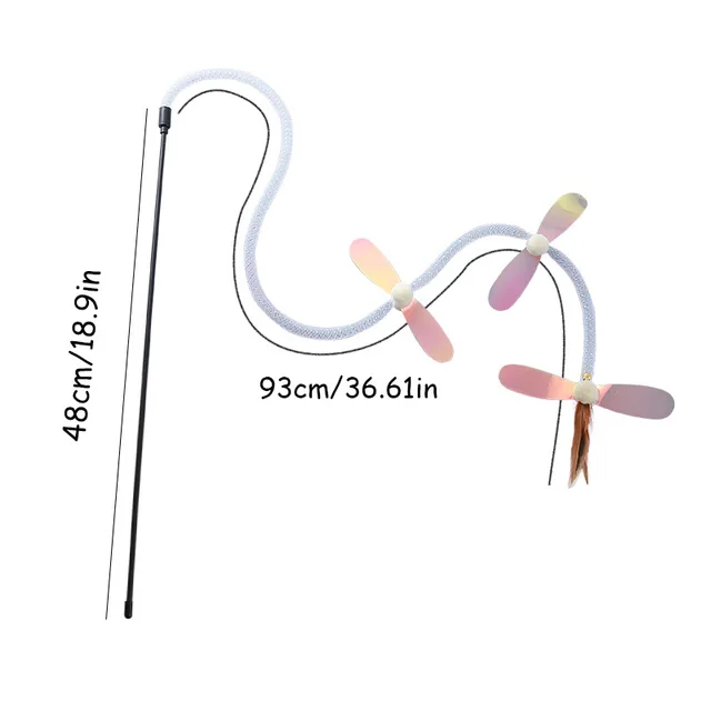 Creative Hose Sequin Dragonfly Cat Teaser Wand - Light & Color Combo, Interactive Self-Play Toy for Cats, 6