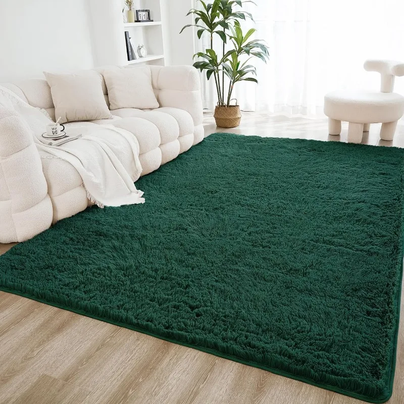 Fuzzy Area Rug for Living Room Bedroom, White Shag Furry Rug for Nursery Kids Girls Boys, Ultra Soft Plush