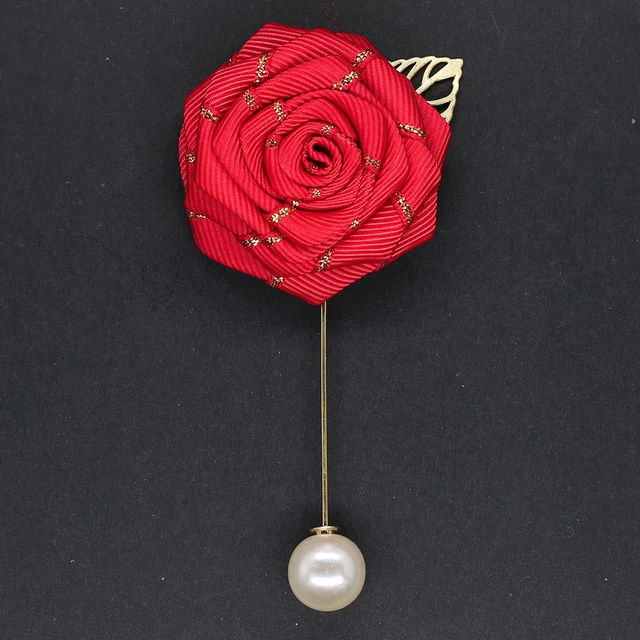 HOMMES COSTUMES REVERS Rose Fleur Broche Mariage Boutonnière Bâton