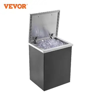 VEVOR Contenitore per il ghiaccio commerciale con contenitore per il ghiaccio in acciaio inossidabile con coperchio incernierato Barra per il ghiaccio da cucina all'aperto 1