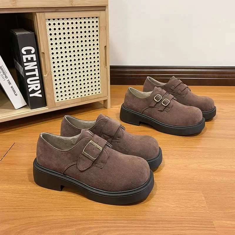 Fashion British Style Slip On Shoes For Women Round Toe Casual Female Sneakers Flats Shallow Mouth Autumn Oxfords Clogs Platform