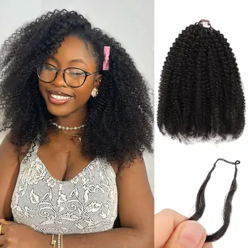 Afro Kinky Curly Hair Extensions Invisible Knotless Pre-Separated Tight Curly Hair Feather Crochet 100% Human Hair Twist Braids 1