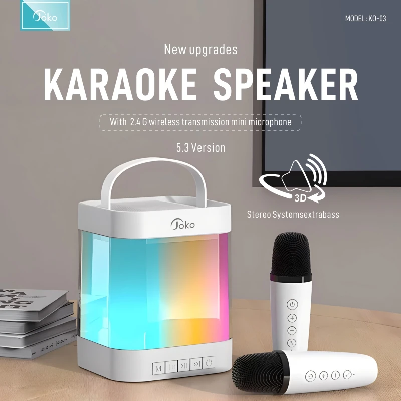 

KONFULON Bluetooth Speaker Karaoke Machine with 2 Microphones RGB Ambient Lighting High Capacity Stereo Sound Singing Speaker