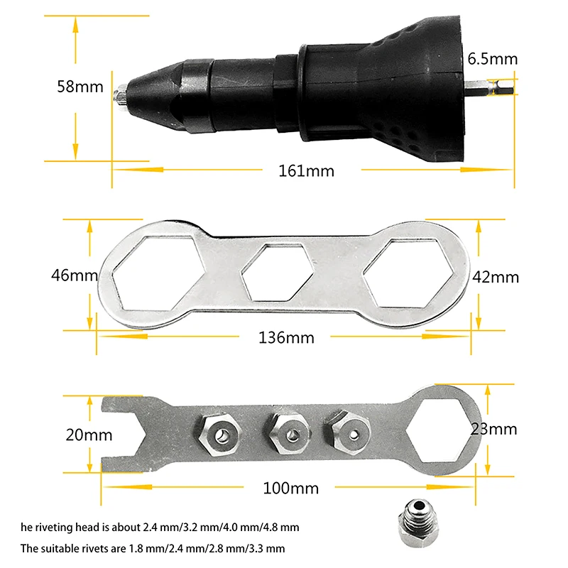 Cordless Electric Rivet Nut Gun Adapter, Comprehensive Nail Gun Tool, Multifunction Drill Attachment