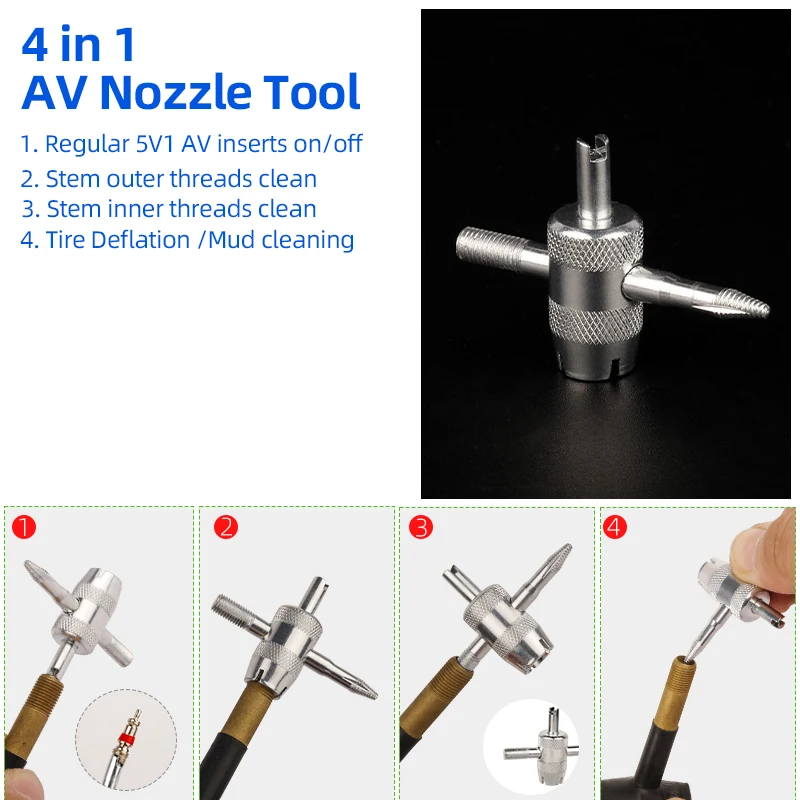 3PCS Tire Nozzle Tools Presta FV Schrader AV 5V1 8V1 Inserts Keys Bicycle Motorcycle Car Valve Cores Install Remove Metal Wrench