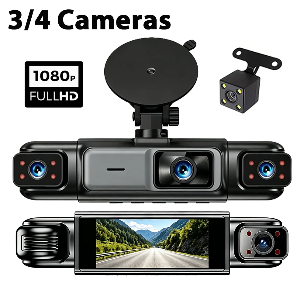 Car DVR Dash Cam 3/4 Lens Black Box FHD 1080P Night Vision 24h Parking G-Sensor Loop Recording Video Recorder Car Cameras 1