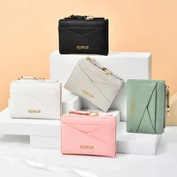 Women PU Leather Clutch Wallet Mini Coin Card Holder Short Buckle Handbag New Fashion Small Size Women Wallet