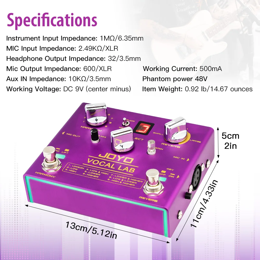 R-16 VOCAL LAB Vocal Guitar Pedal 9 Mixed Vocal Harmony Effects 3-position Vocal