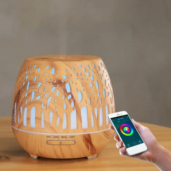 Tuya Smart 500ml Aromatherapy Essential Oil Diffuser Wood Grain Air Humidifier Aromatherapy Ultrasonic Remote Control Home Bedro 1