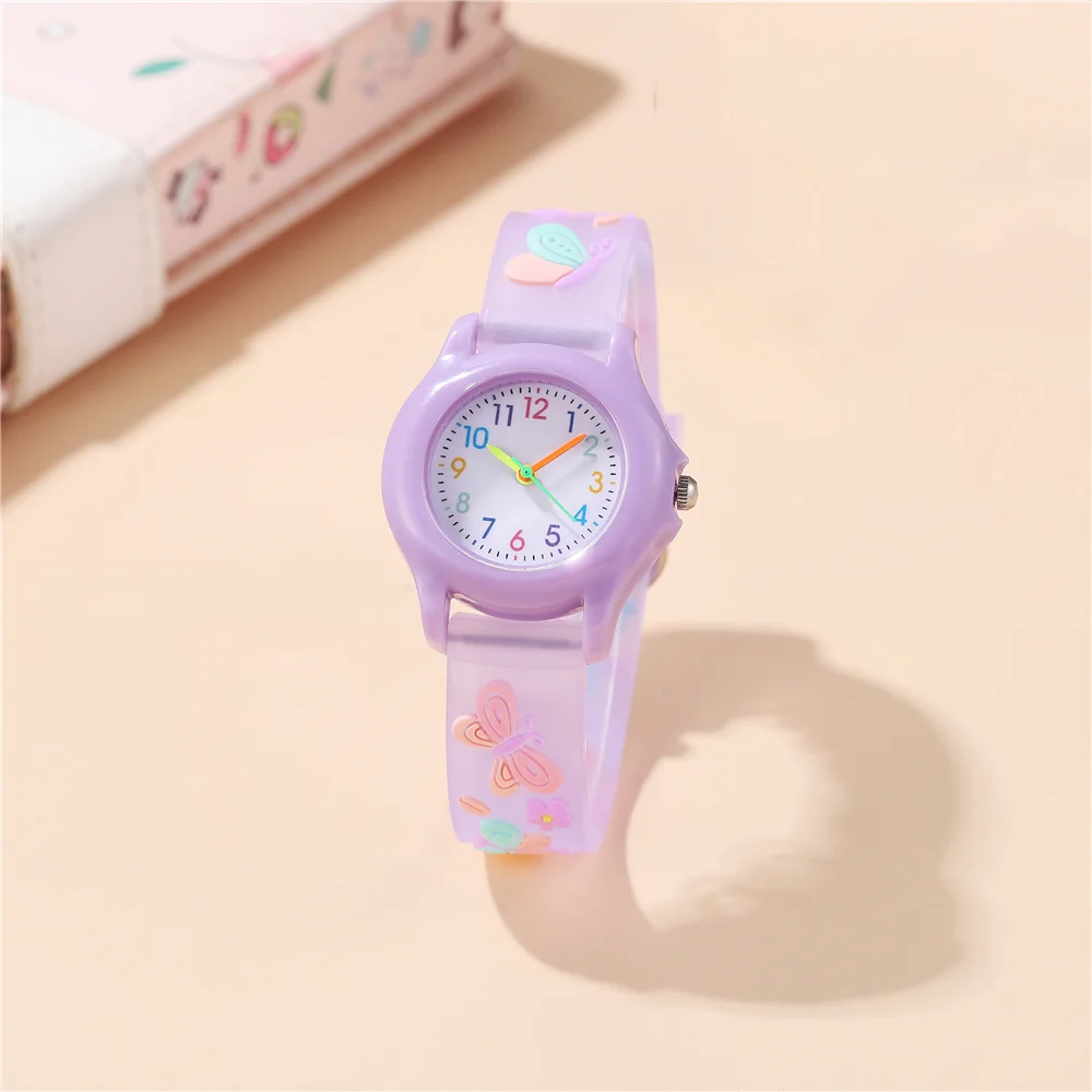 New Fashion Butterfly 3D Pattern Children's Watch Student Regular Daily Study Watch Girls Gift 2