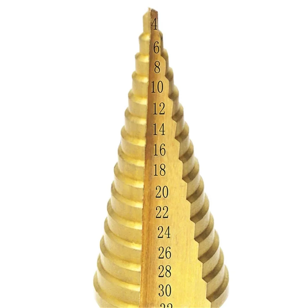 

4-32mm HSS Straight Groove Step Drill Bit Titanium Coated Wood Metal Wood Hole Cutter Core Drilling Power Tools Set