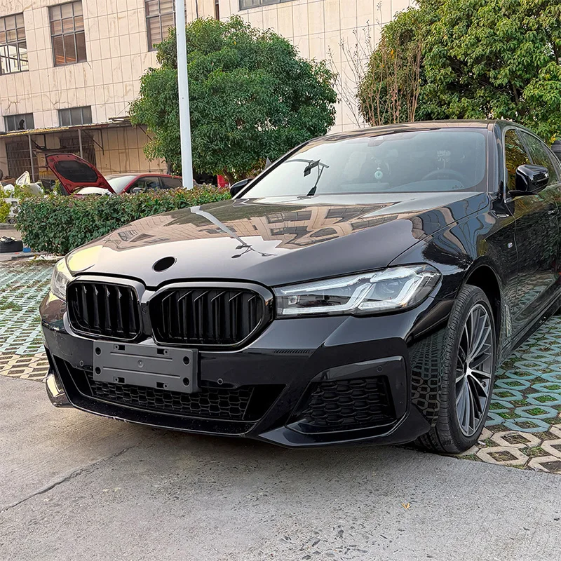 BMW 5 시리즈 G30 G31 2021-2023 고품질 ABS 싱글 라인 & 더블 라인 키드니 그릴 자동차 앞 범퍼 그릴 글로시 블랙