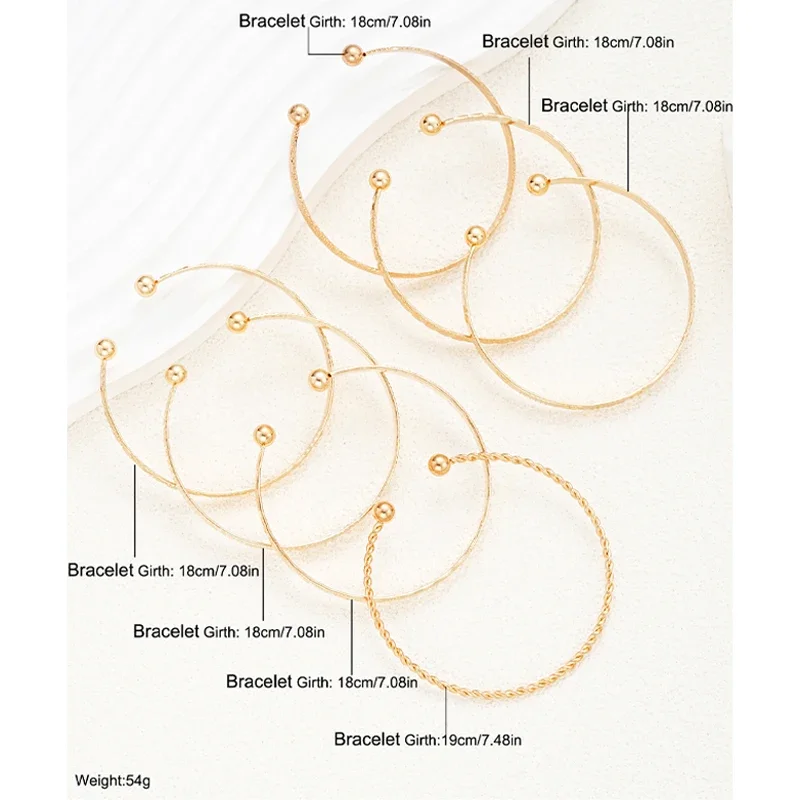 Stainless Steel 7 Pcs/Set Punk Bracelets for Women Girls Goth Heart Prints Metal Design Open Bangle Party Fashion Jewelry Gifts
