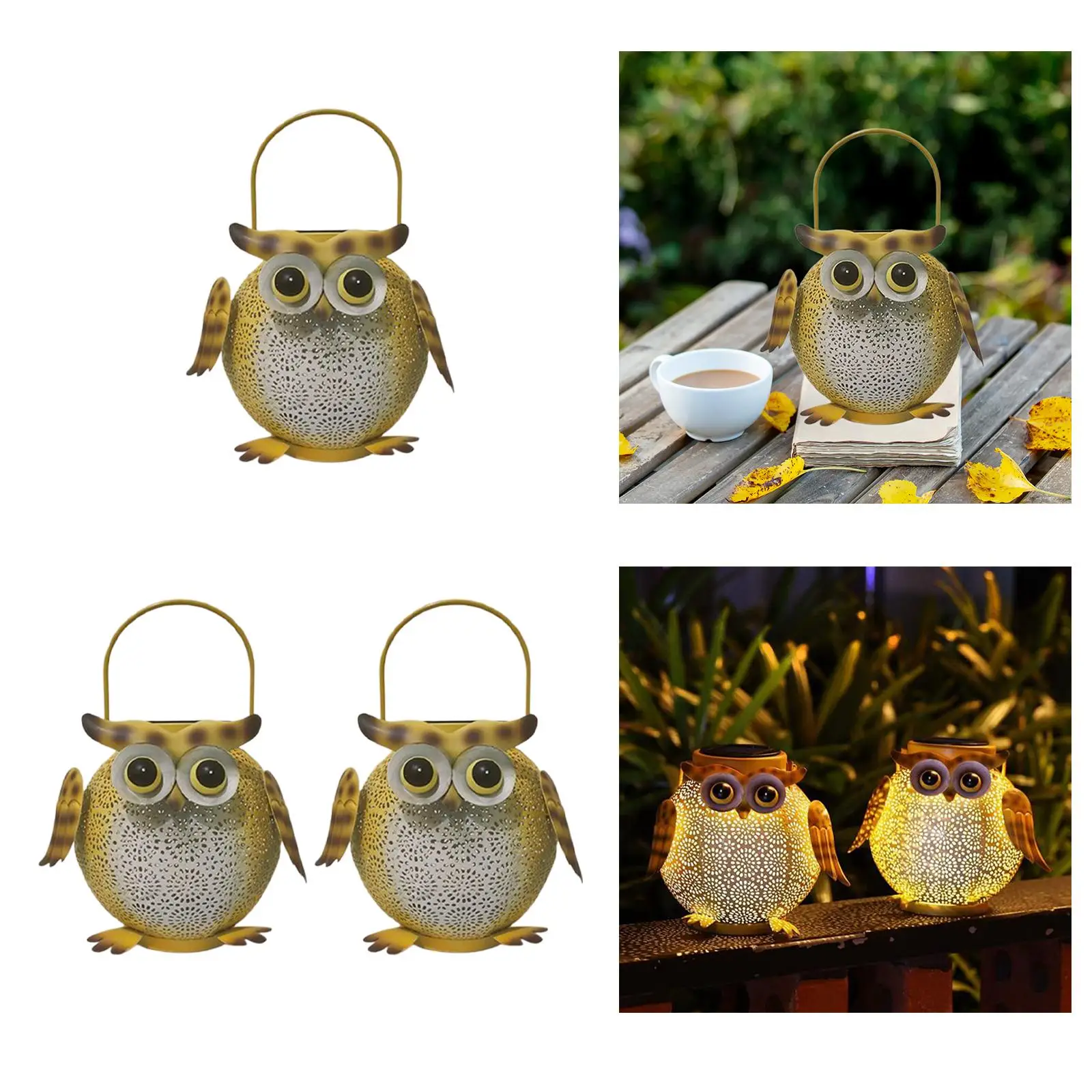 Solar Lantern Decoration Owl Lantern Decorative Waterproof Metal Halloween Garden Light for Balcony Yard Outdoor Lawn Birthday