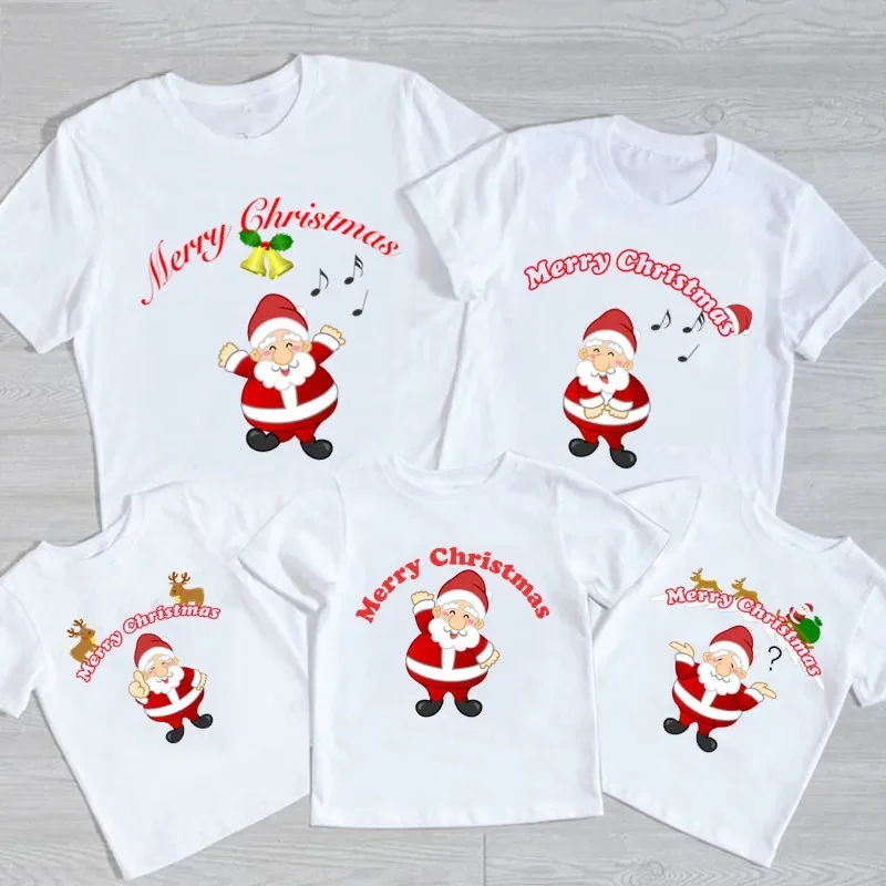 Family Matching Santa Merry Christmas Tshirt Christmas Present Clothes Kids Boy Shirt Party Girl Tshirt Abbigliamento Bambini Outfit