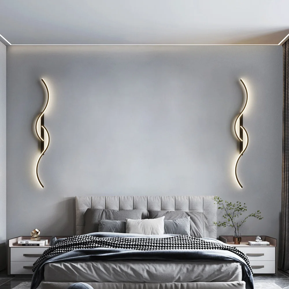 Modern LED Wall Lamp Minimalist Long-Strip Lighting Fixture For Tv Background Lighting In Living Room Bedside Lighting Bedroom