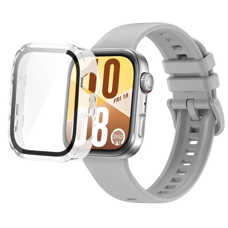 Breathable Silicone Strap with Protective Tempered Glass Screen and HD PC Case