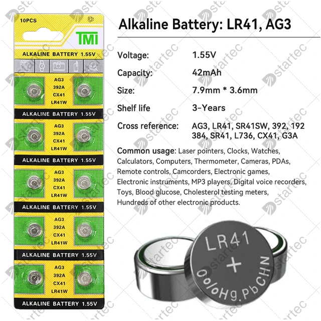 10/30pcs LR41 Button Batteries AG3 392 384 192 SR41 1.5V Long-Lasting  Alkaline Button Cell Batteries For Flashlight Clock Cell Calculators Watch  Batte