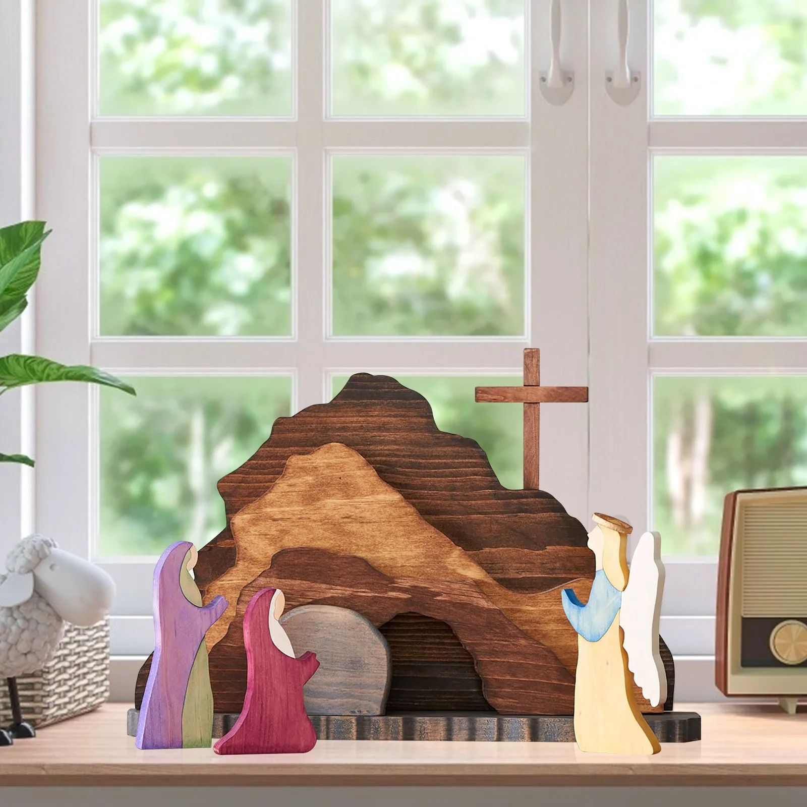 Nativity Figurines Creative Easter Resurrection Scene Risen Christ Figurine Decor For The Home Easter Christian Jesus Scene Ornaments