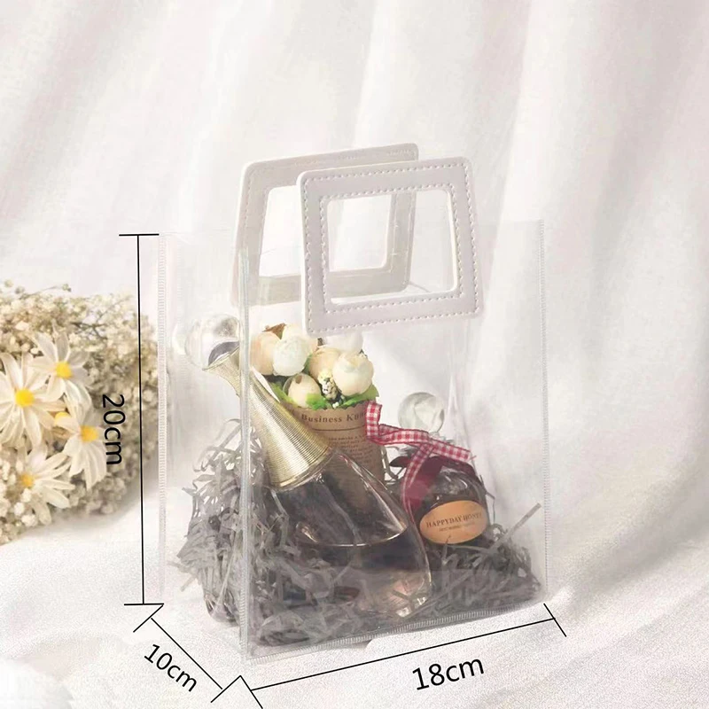 thumbnail image 1 of Bolsa de mano transparente de PVC blando, bolsa de regalo, bolsa de embalaje con asa, bolsa de almacenamiento de cosméticos, bolso de mano de plástico, regalo de boda, suministros para fiestas, 1 of 5