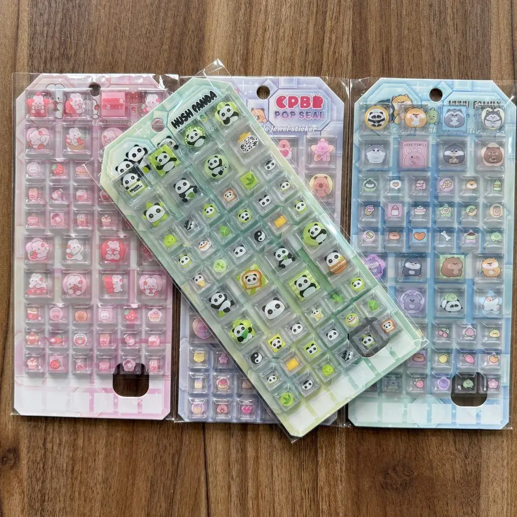 카와이 동물 반짝이 보석 접착 스티커 4개 DIY 스크랩북 앨범 노트북 장식 골든 메모리 스티커 스토어