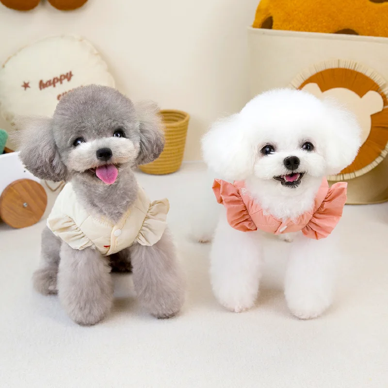 Dog Clothes Pet Jacket Small Dog Cat Warm Coat Autumn Winter Waterproof Cotton Vest Outfit 24 Love Flounced Sleeve