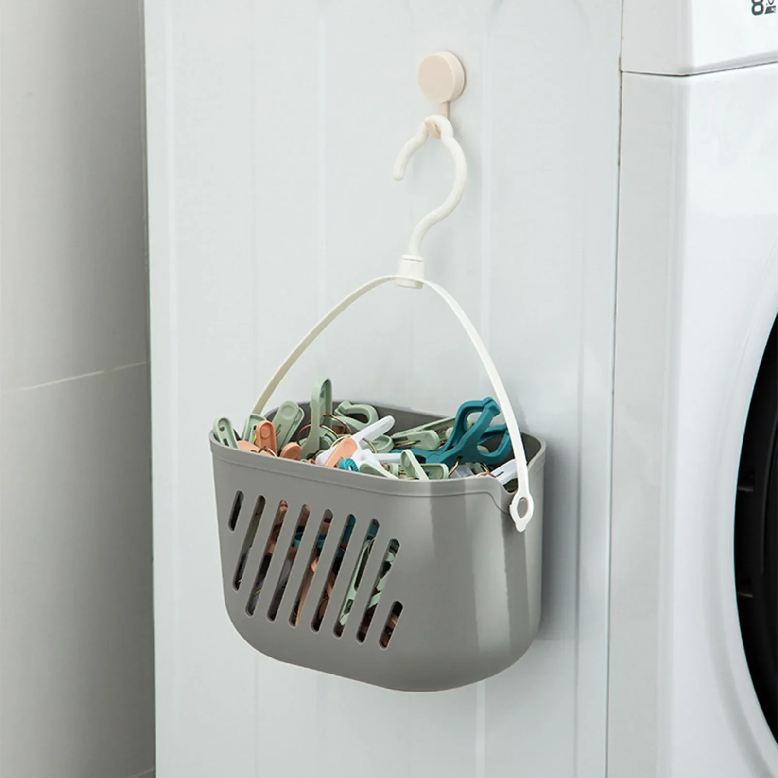 Hanging Shower Toiletry Bath Kitchen Baskets Tub Corner Organizer Dorm Tote Hooks Rack Hangable Storage Basket with Hook 4