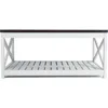 Farmhouse Coffee Table with Slatted Shelf and Corner Protection, 40 Inches, Vintage White/Espresso 4