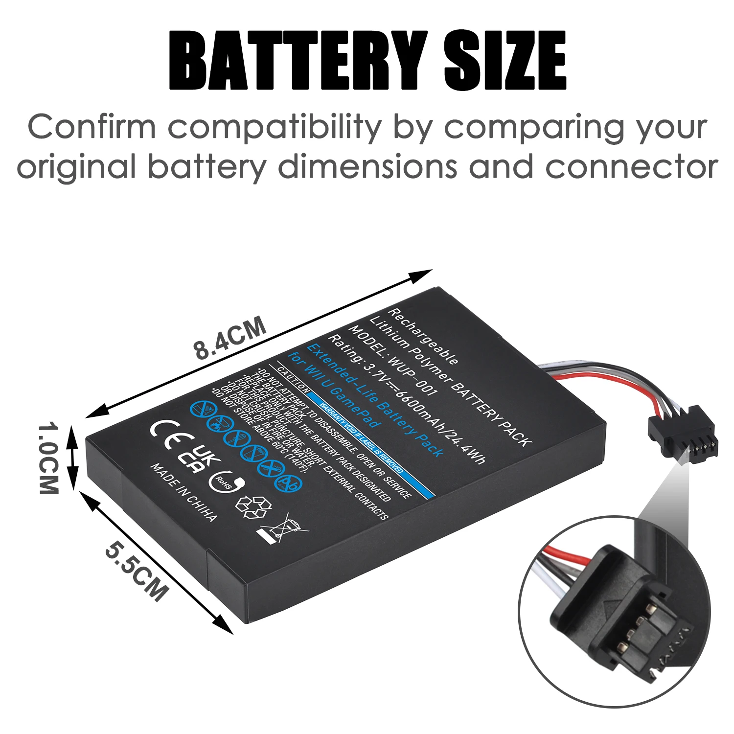 Bateria de Alta Capacidade para Nintendo Wii u Gamepad Bateria Recarregável de Longa Duração Fix Dead Power Release 6600mah - Image 3