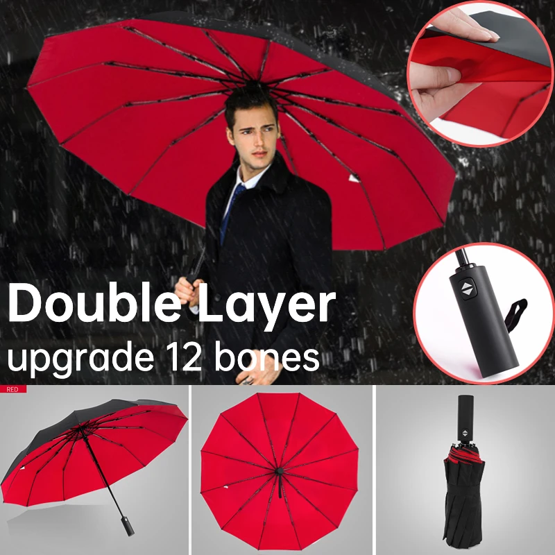 WindproofDoubleLayerBusinessUmbrellaforMenWaterproof1012Bone