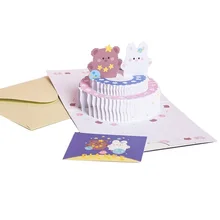 

3D Pop Up Birthday Cake Greeting Card Cartoon Animal Anniversary Cards