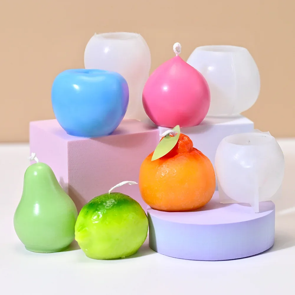 Fruit Series Candle Molds DIY Home Decor Aromatherapy Apple Pear Lemon Peach Gypsum Plaster Mould Craft Art Ornament Resin Mold silicone mold silicone candle mold aromatherapy candle mold silicone candle molds candle mold