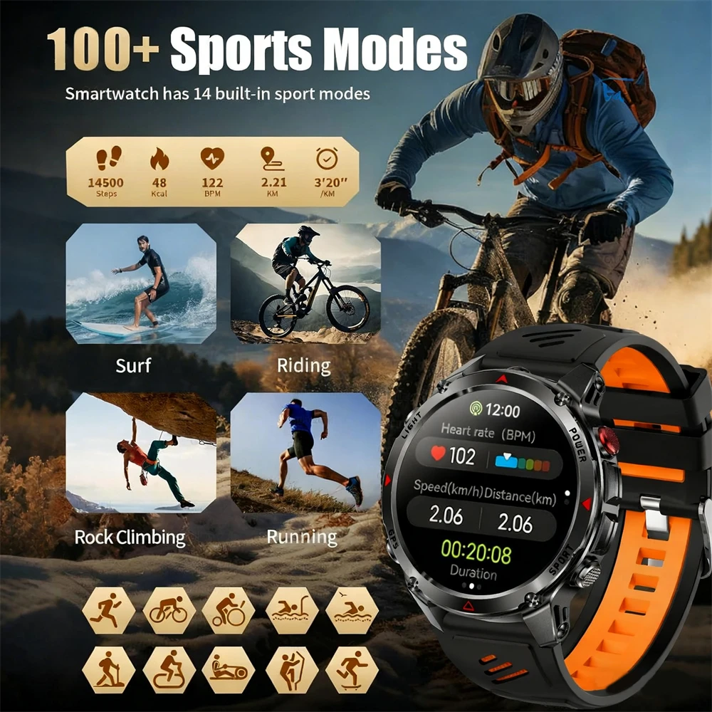 2026 New T-Rex 3 Ultra Military Dual-band GPS Smart Watch 5ATM&IP69K Compass Altimeter AMOLED Flashlight Durable AGPS Smartwatch 6