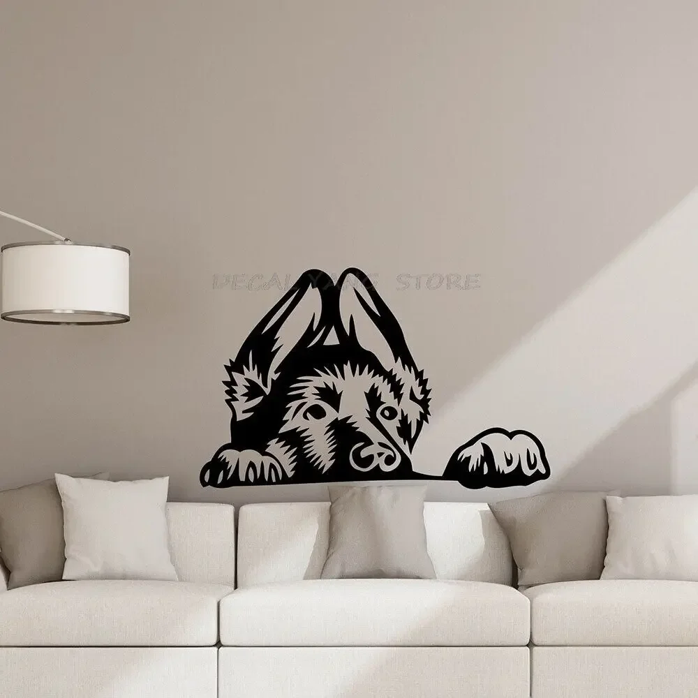 Dog Wall Decal German Shepherd Funny Puppy Door Window Vinyl Stickers Kids Bedroom Nursery Pets Shop Interior Decor Mural 1522
