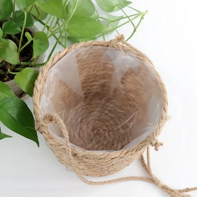 Mir de rangement pour plantes en macramé, jardinière de jardin, ULde jute tissée, porte-pot de fleurs intérieur et extérieur, cintres pour plantes, maison D, 1 ensemble 4