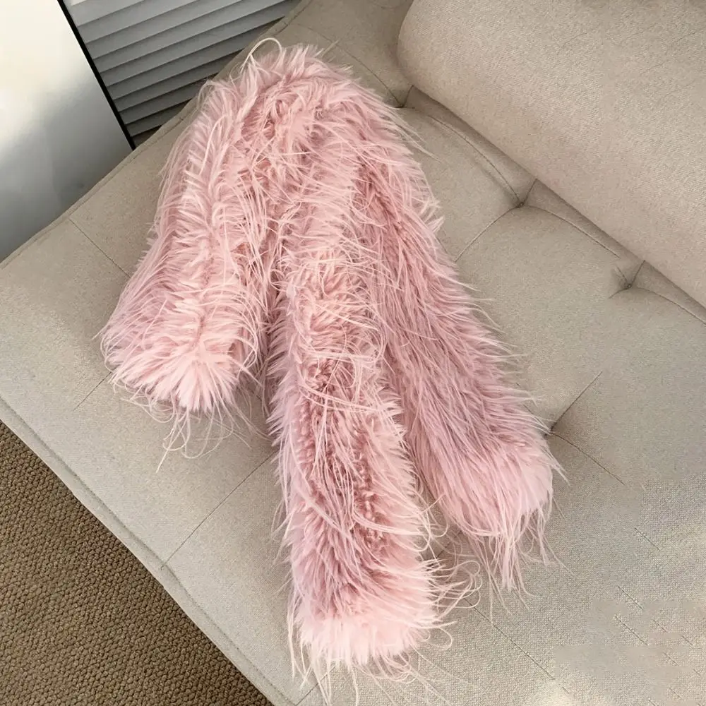 Fashionable Thick Fluffy Long Strip Scarf 180cm Imitation Mink Fur Soft Shawl Luxury Classic Ladies Tassels Scarf Outdoor