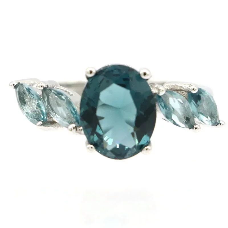 3.5g Customized 925 SOLID STERLING SILVER  Rings London Blue Tanzanite Swiss Blue Aquamarine Tourmaline Citrine Peridot CZ SZ 5-