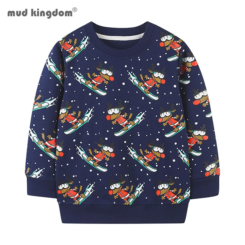 

Mudkingdom Boys Girls Christmas Sweatshirts Cartoon Snowman Santa Claus Halloween Pumpkin Pullover Cotton Clothes Long Sleeve