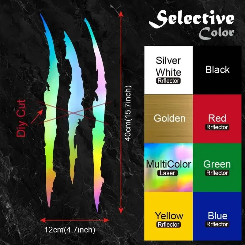 2PCS Motorcycle Monster Claw Scratch Stickers DIY Motocross Helmet Body Vinyl Decals for BMW KTM Kawasaki YAMAHA SUZUKI HONDA