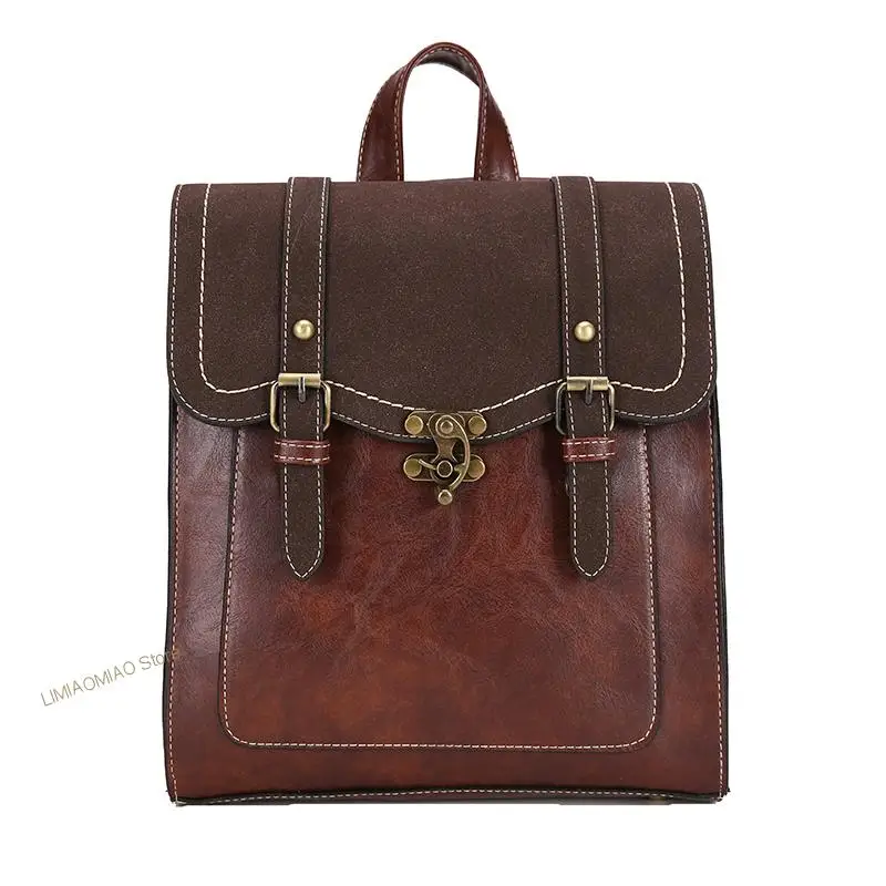 Vintage Pu Leather Women Backpack High Quality Backpacks Fashion School Bag College Girl Backpack Shoulder Bags Mochila Feminina