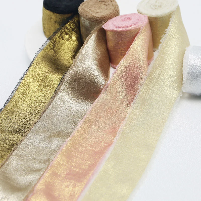 (5m/roll) 40mm Gilt Plush Chiffon Ribbon Lace Gift Wrap Wedding Festival Party Decorative Crafts Make Vintage Embroidery