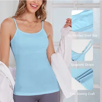 Anfilia Women Camisole 2PCS Solid Adjustable Spaghetti Straps with Shelf Bras 95% Cotton Soft Casual High Elastic Tank Tops - Image 2