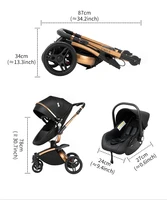 Poussette bébé 3-en-1 légère, luxe, pliable, système de voyage portable pour nouveau-né et nourrisson 8