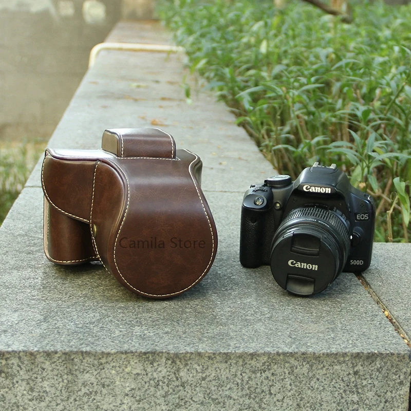 Étui En Cuir Véritable MegaGear Pour Canon EOS 850D, 800D, 77D, 9000D (avec Objectif 18-55mm) - Marron