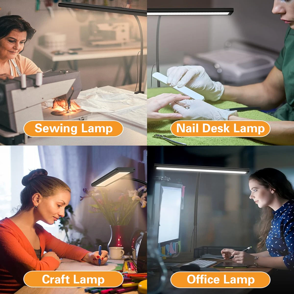 Led Desk Lamp for Office Home Bright Double Head Desk Light with Clamp Architect Task Lamp Dimming Adjustable Flexible Gooseneck 6