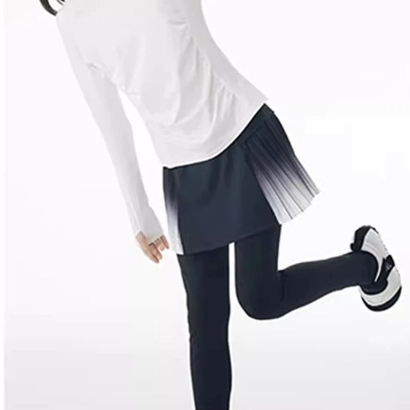 Girls Skirted Leggings Pleated Yoga Tennis Golf Pants Skirts Quick-dry Dance Skorts Legging Sports Tights Fitness Gym Pantskirts