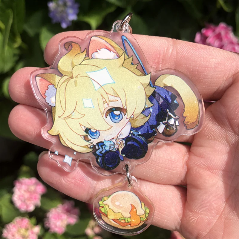 Game Impact Baizhu Mika Kaveh Kirara Cosplay Keychains Acrylic